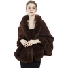 image:imageBEAUTELICATE Women Faux Fur Shawl Bridal Cape Wedding Faux Lambs Wool ShrugBrown
