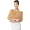 image:imageBEAUTELICATE Women Faux Fur Shawl Shrug Bridal Stole Wrap for Winter Wedding PartyCamel