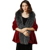 image:imageBEAUTELICATE Women Faux Mink Fur Shawl Faux Fox Fur Trim Cover Up Stole Shrug Bridal Wedding WrapBurgundy