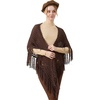 image:imageBEAUTELICATE Women Wool Blend Shawl Fringe Shawl Tassel Knitted Blanket ShawlsCoffee Brown