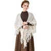 image:imageBEAUTELICATE Women Wool Blend Shawl Fringe Shawl Tassel Knitted Blanket ShawlsCream