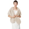 image:imageBEAUTELICATE Womens Faux Fur Shawl Stoles Wrap Faux Fur Scarf for Bridal Wedding PartyBeige