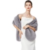 image:imageBEAUTELICATE Womens Faux Fur Shawl Winter Wedding Stoles Wrap for Bridal Evening PartyLight Grey