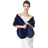 image:imageBEAUTELICATE Womens Faux Fur Shawl Winter Wedding Stoles Wrap for Bridal Evening PartyNavy Blue