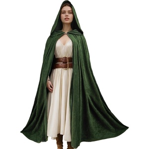 image:imageBEAUTELICATE Renaissance Hooded Cloak Cosplay Medieval Hobbit Halloween Suede Wizard CapeMoss Green