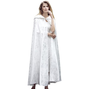 image:imageBEAUTELICATE White Bridal Cape with Hood Floral Print Wedding Cape Hook ClosureOff White 55