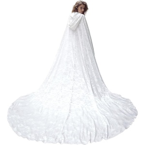 image:imageBEAUTELICATE White Bridal Cape with Hood Floral Print Wedding Cape Hook ClosureOff White110
