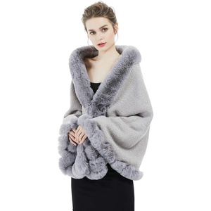 image:imageBEAUTELICATE Women Faux Fur Shawl Bridal Cape Wedding Faux Lambs Wool ShrugGray