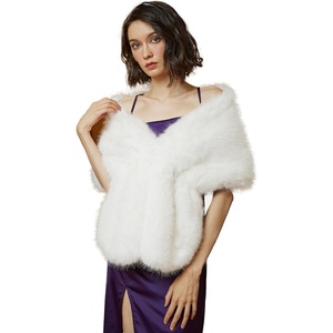 image:imageBEAUTELICATE Women Faux Fur Shawl Cover Up Stole Shrug Winter Bridal Wedding WrapWhite