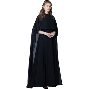 image:imageBEAUTELICATE Women High Low Cape Chiffon Shawl Capelets Bridal Bridesmaid Cover Up PonchoBlack