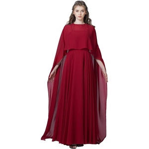 image:imageBEAUTELICATE Women High Low Cape Chiffon Shawl Capelets Bridal Bridesmaid Cover Up PonchoBurgundy