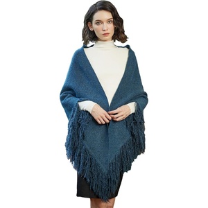 image:imageBEAUTELICATE Women Wool Blend Shawl Fringe Shawl Tassel Knitted Blanket ShawlsBlue