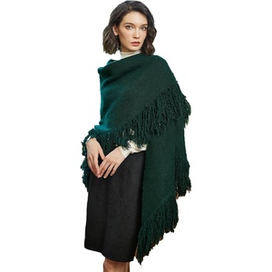 image:imageBEAUTELICATE Women Wool Blend Shawl Fringe Shawl Tassel Knitted Blanket ShawlsEmerald Green