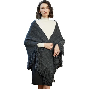 image:imageBEAUTELICATE Women Wool Blend Shawl Fringe Shawl Tassel Knitted Blanket ShawlsGrey