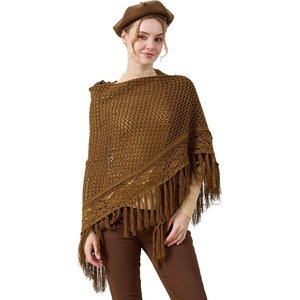 image:imageBEAUTELICATE Women Wool Blend Shawl Fringe Shawl Tassel Knitted Blanket ShawlsOchre Brown