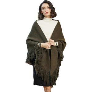 image:imageBEAUTELICATE Women Wool Blend Shawl Fringe Shawl Tassel Knitted Blanket ShawlsSea Weed Green