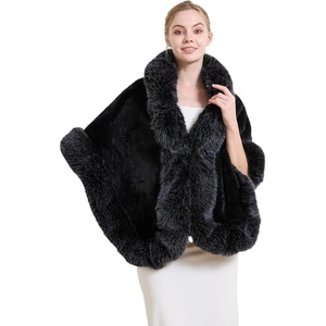 image:imageBEAUTELICATE Womens Faux Fur Shawl Wrap Stoles for Bridal Wedding DressesBlack Gray Fox