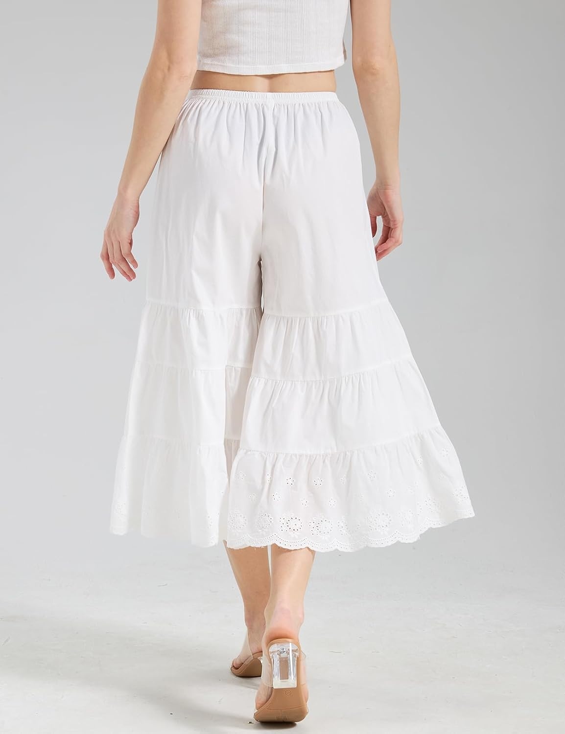 image:imageBEAUTELICATE Bloomers for Women 100 Cotton Wide Leg Half Slip Lace Trim Vintage Pettipants UnderdressIvory