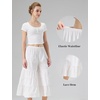 image:imageBEAUTELICATE Bloomers for Women 100 Cotton Wide Leg Half Slip Lace Trim Vintage Pettipants UnderdressIvory