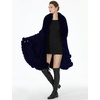 image:imageBEAUTELICATE Faux Fur Cardigan Cloak Winter Wrap Women Sleeveless Coat Cape with Fur Trim ShawlNavy Blue