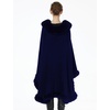 image:imageBEAUTELICATE Faux Fur Cardigan Cloak Winter Wrap Women Sleeveless Coat Cape with Fur Trim ShawlNavy Blue