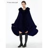image:imageBEAUTELICATE Faux Fur Cardigan Cloak Winter Wrap Women Sleeveless Coat Cape with Fur Trim ShawlNavy Blue