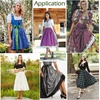 image:imageBEAUTELICATE Women 100 Cotton Skirt 3 Tiered ALine Retro Medieval SkirtBlack22 Length