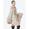 image:imageBEAUTELICATE Women Faux Fur Shawl Winter Wrap Sleeveless Coat Cape with Fur Trim Cardigan CloakBeige
