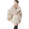 image:imageBEAUTELICATE Women Faux Fur Shawl Winter Wrap Sleeveless Coat Cape with Fur Trim Cardigan CloakBeige