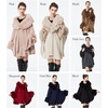 image:imageBEAUTELICATE Women Faux Fur Shawl Winter Wrap Sleeveless Coat Cape with Fur Trim Cardigan CloakBlack
