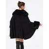 image:imageBEAUTELICATE Women Faux Fur Shawl Winter Wrap Sleeveless Coat Cape with Fur Trim Cardigan CloakBlack