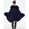image:imageBEAUTELICATE Women Faux Fur Shawl Winter Wrap Sleeveless Coat Cape with Fur Trim Cardigan CloakDark Blue