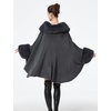 image:imageBEAUTELICATE Women Faux Fur Shawl Winter Wrap Sleeveless Coat Cape with Fur Trim Cardigan CloakDark Grey
