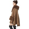 image:imageBEAUTELICATE Women Faux Fur Shawl Winter Wrap Sleeveless Coat Cape with Fur Trim Cardigan CloakKhaki