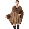 image:imageBEAUTELICATE Women Faux Fur Shawl Winter Wrap Sleeveless Coat Cape with Fur Trim Cardigan CloakKhaki