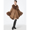 image:imageBEAUTELICATE Women Faux Fur Shawl Winter Wrap Sleeveless Coat Cape with Fur Trim Cardigan CloakKhaki