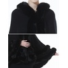 image:imageBEAUTELICATE Women Knit Cape Coat Knitted Hooded Cloak Poncho with Fur Trims Faux Fur ShawlBlack
