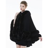 image:imageBEAUTELICATE Women Knit Cape Coat Knitted Hooded Cloak Poncho with Fur Trims Faux Fur ShawlBlack
