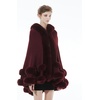 image:imageBEAUTELICATE Women Knit Cape Coat Knitted Hooded Cloak Poncho with Fur Trims Faux Fur ShawlBurgundy