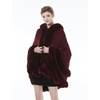 image:imageBEAUTELICATE Women Knit Cape Coat Knitted Hooded Cloak Poncho with Fur Trims Faux Fur ShawlBurgundy