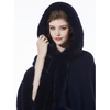 image:imageBEAUTELICATE Women Knit Cape Coat Knitted Hooded Cloak Poncho with Fur Trims Faux Fur ShawlDark Blue