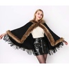 image:imageFaux Fur Shawl Hooded Cape Wrap Stole Shrug Bridal Winter Wedding with HookBlack
