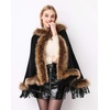 image:imageFaux Fur Shawl Hooded Cape Wrap Stole Shrug Bridal Winter Wedding with HookBlack