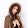 image:imageFaux Fur Shawl Hooded Cape Wrap Stole Shrug Bridal Winter Wedding with HookKhaki