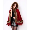 image:imageFaux Fur Shawl Hooded Cape Wrap Stole Shrug Bridal Winter Wedding with HookRed
