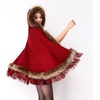 image:imageFaux Fur Shawl Hooded Cape Wrap Stole Shrug Bridal Winter Wedding with HookRed