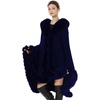 image:imageBEAUTELICATE Faux Fur Cardigan Cloak Winter Wrap Women Sleeveless Coat Cape with Fur Trim ShawlNavy Blue