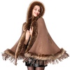 image:imageFaux Fur Shawl Hooded Cape Wrap Stole Shrug Bridal Winter Wedding with HookKhaki