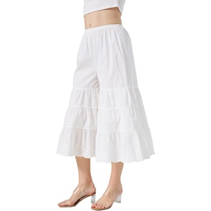 image:imageBEAUTELICATE Bloomers for Women 100 Cotton Wide Leg Half Slip Lace Trim Vintage Pettipants UnderdressIvory