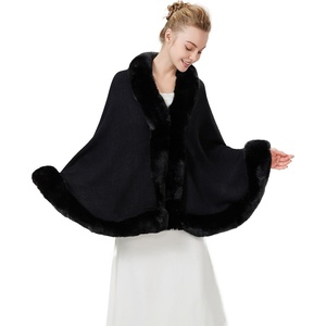 image:imageBEAUTELICATE Faux Fur Wrap Shawl Stole Women Wedding Bridal Evening Shawl Ladies Stole Winter Evening PartyBlack